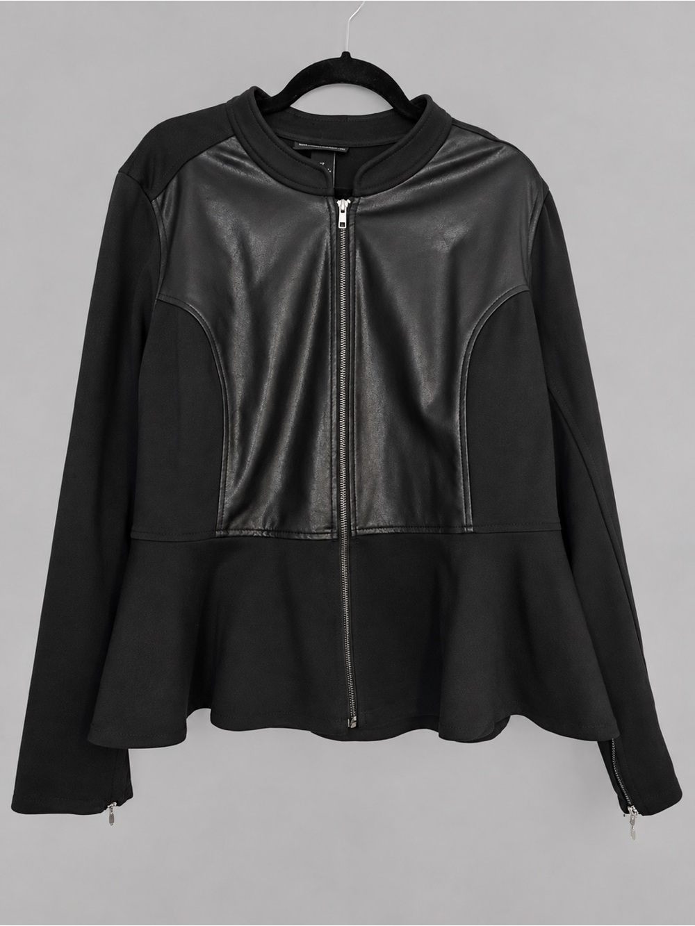 🖤 Lane Bryant Black Faux Leather Peplum Jacket – Size 22